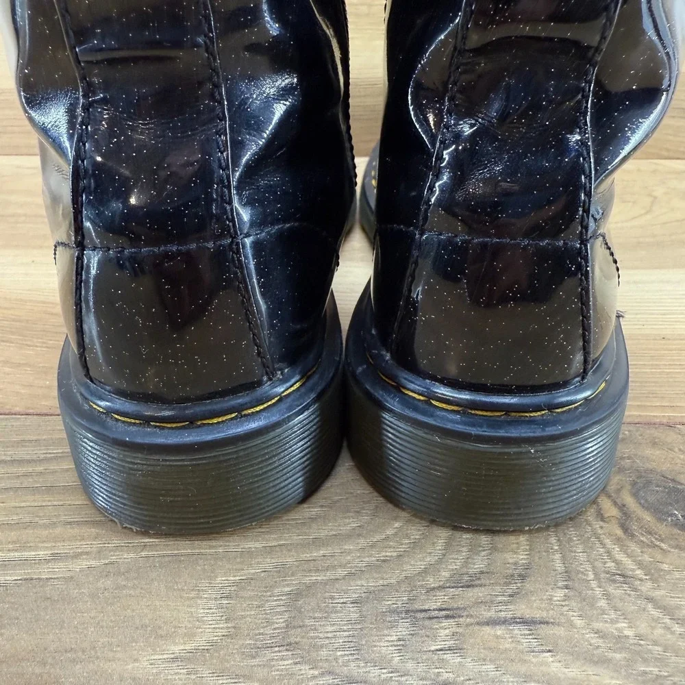 Dr Martens Big Girls Youth Size 3 Black Glitter Patent Leather Combat Boots 1460